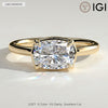 2ct Elongated Cushion Lab-Grown Diamond East-West Claw Solitaire with Bezel Frame Engagement Ring Tarnish-resistant Silver In 14K Gold Plated (Includes IGI Certification from International Gemological Institute)