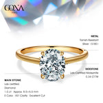 IGI Certified Lab-Grown Oval Brilliant Cut Diamond - Hidden Halo Classic Engagement Ring 14K Yellow Gold Plated (Includes IGI Certification from International Gemological Institute)