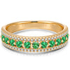 Lab-Grown Round Brilliant Cut Emerald - Half Eternity Ring 14K Yellow Gold Plated (Includes GRC Certification from International Gemological Institute)