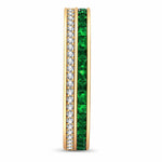 Lab-Certified Emerald Eternity Band in 14K Gold Plated Tarnish-Resistant Silver (Includes GRC Certification from Gemstone Research Center)