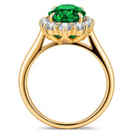 Oval Lab-Grown Zambian Emerald Halo Engagement Ring in 14K Yellow Gold Plated Silver