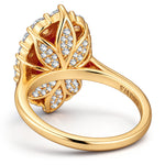Oval Lab-Grown Zambian Emerald Halo Engagement Ring in 14K Yellow Gold Plated Silver