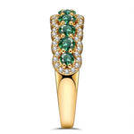Round Brilliant Cut Vivid Colombian Green Lab-Certified Emerald - Half Eternity Ring 14K Yellow Gold Plated (Includes GRC Certification from Gemstone Research Center)