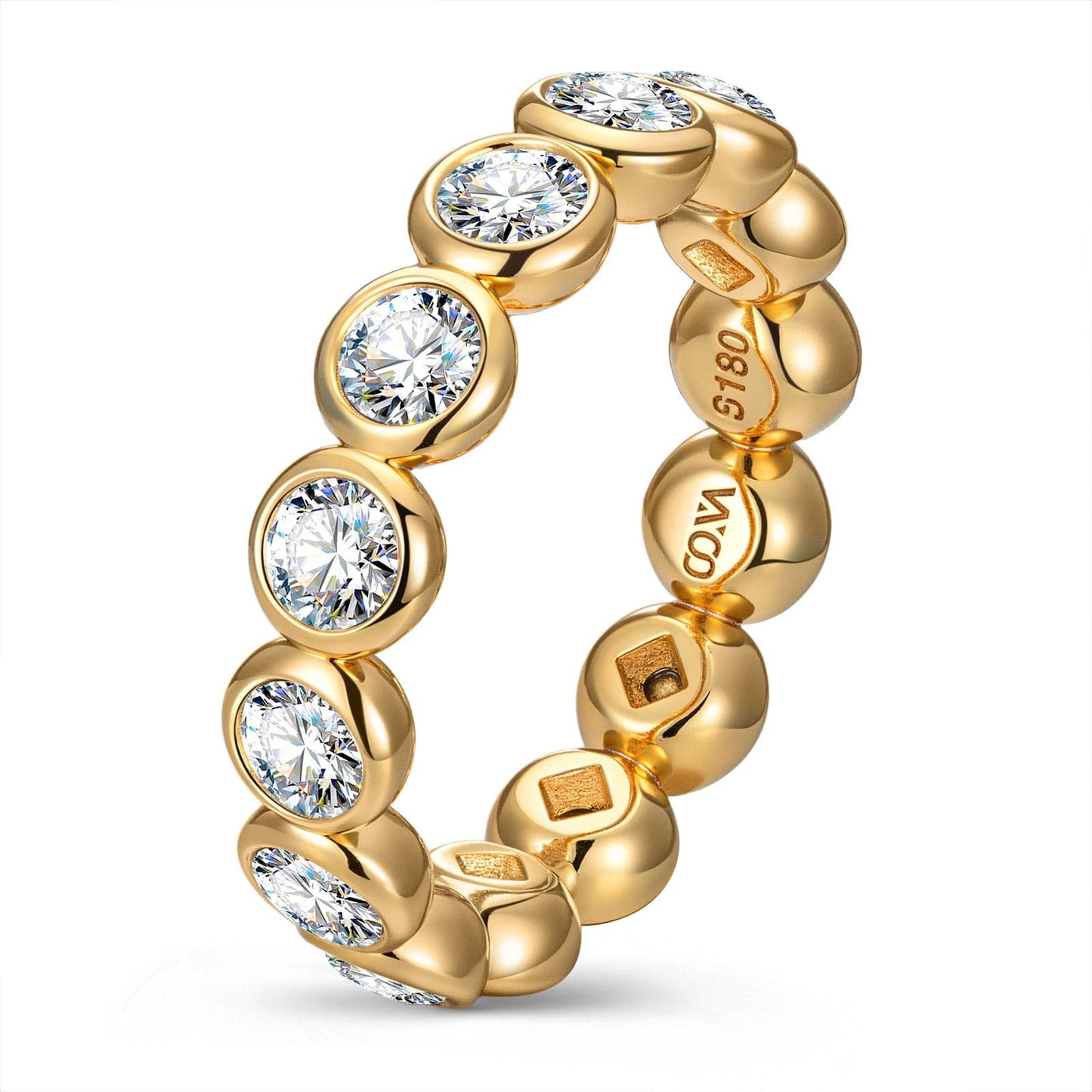 Created With Swarovski@ Crystals - Round Brilliant Cut Eternity Ring 14K Yellow Gold Plated