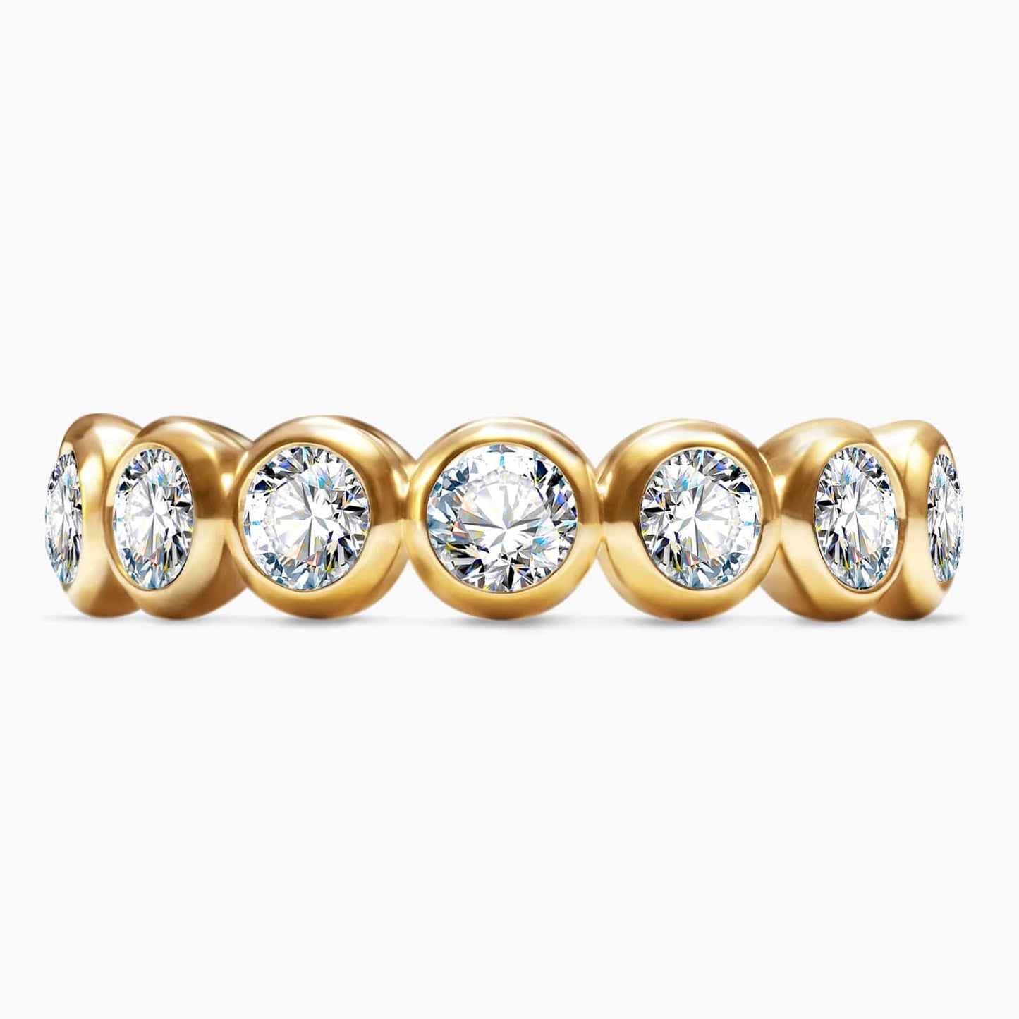 Created With Swarovski@ Crystals - Round Brilliant Cut Eternity Ring 14K Yellow Gold Plated