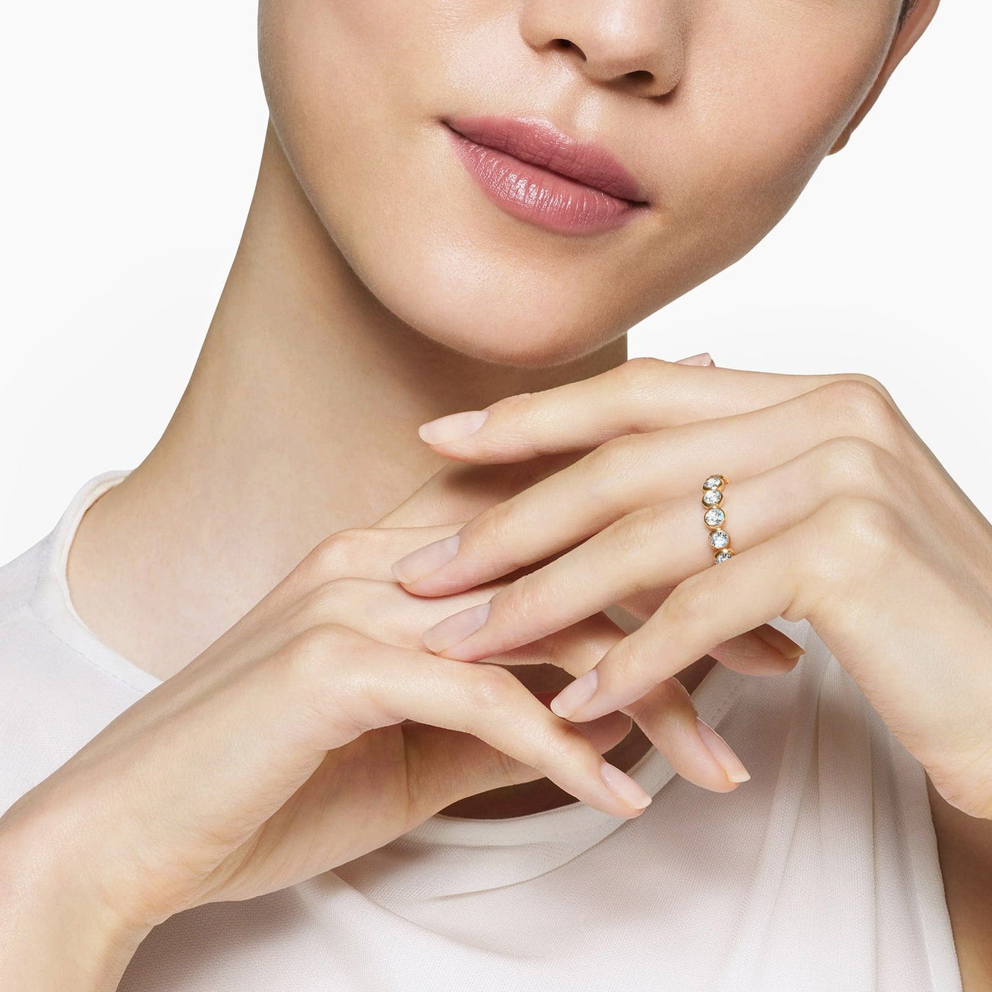 Created With Swarovski@ Crystals - Round Brilliant Cut Eternity Ring 14K Yellow Gold Plated