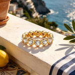 Created With Swarovski® Crystals - Round Brilliant Cut Eternity Ring 14K Yellow Gold Plated