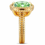 Created With Swarovski® Crystals - Cushion Modified Brilliant Cut Peridot Color Halo Classic Engagement Ring 14K Yellow Gold Plated