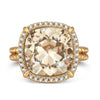 Created With Swarovski® Crystals - Cushion Modified Brilliant Cut Golden Shadow Color Halo Classic Engagement Ring 14K Yellow Gold Plated