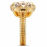 Created With Swarovski® Crystals - Cushion Modified Brilliant Cut Golden Shadow Color Halo Classic Engagement Ring 14K Yellow Gold Plated
