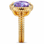 Created With Swarovski® Crystals - Cushion Modified Brilliant Cut Tanzanite Color Halo Classic Engagement Ring 14K Yellow Gold Plated