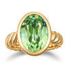 Created With Swarovski® Crystals - Oval Modified Brilliant Cut Olivine Green Classic Engagement Ring 14K Yellow Gold Plated