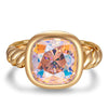 Created With Swarovski® Crystals - Cushion Modified Brilliant Cut Fancy Vivid Pink Classic Engagement Ring 14K Yellow Gold Plated