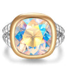 Created With Swarovski® Crystals - Cushion Modified Brilliant Cut Moonlight Color Classic Engagement Ring Two-Tone Plating