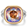 Created With Swarovski® Crystals - Cushion Modified Brilliant Cut Light Colorado Topaz Shimmer Color Classic Engagement Ring Two-Tone Plating