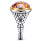 Created With Swarovski® Crystals - Cushion Modified Brilliant Cut Light Colorado Topaz Shimmer Color Classic Engagement Ring Two-Tone Plating