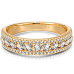 Lab-Certified Round Brilliant Cut Moissanite - Half Eternity Ring 14K Yellow Gold Plated (Includes GRA Certification from Gemological Research Association)