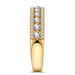 Lab-Certified Round Brilliant Cut Moissanite - Half Eternity Ring 14K Yellow Gold Plated (Includes GRA Certification from Gemological Research Association)