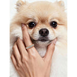 Lab-Certified Round Brilliant Cut Moissanite - Half Eternity Ring 14K Yellow Gold Plated (Includes GRA Certification from Gemological Research Association)