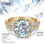 Oval Brilliant Cut Lab-Certified Moissanite - Halo Classic Engagement Ring 14K Yellow Gold Plated (Includes GRA Certification from Gemological Research Association)