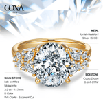 Oval Brilliant Cut Lab-Certified Moissanite - Halo Classic Engagement Ring 14K Yellow Gold Plated (Includes GRA Certification from Gemological Research Association)