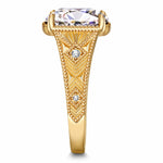 11*9mm Lab-Certified Cushion Modified Brilliant Cut Moissanite - Pave Classic Engagement Ring 14K Yellow Gold Plated (Includes GRA Certification from Gemological Research Association)