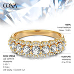 Lab-Certified Round Brilliant Cut Moissanite - Half Eternity Ring 14K Yellow Gold Plated (Includes GRA Certification from Gemological Research Association)