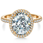 Oval Brilliant Cut Lab-Certified Moissanite - Halo Classic Engagement Ring 14K Yellow Gold Plated (Includes GRA Certification from Gemological Research Association)