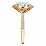 Oval Brilliant Cut Lab-Certified Moissanite - Halo Classic Engagement Ring 14K Yellow Gold Plated (Includes GRA Certification from Gemological Research Association)