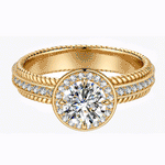 Lab-Certified Round Brilliant Cut Moissanite - Halo Classic Engagement Ring 14K Yellow Gold Plated (Includes GRA Certification from Gemological Research Association)