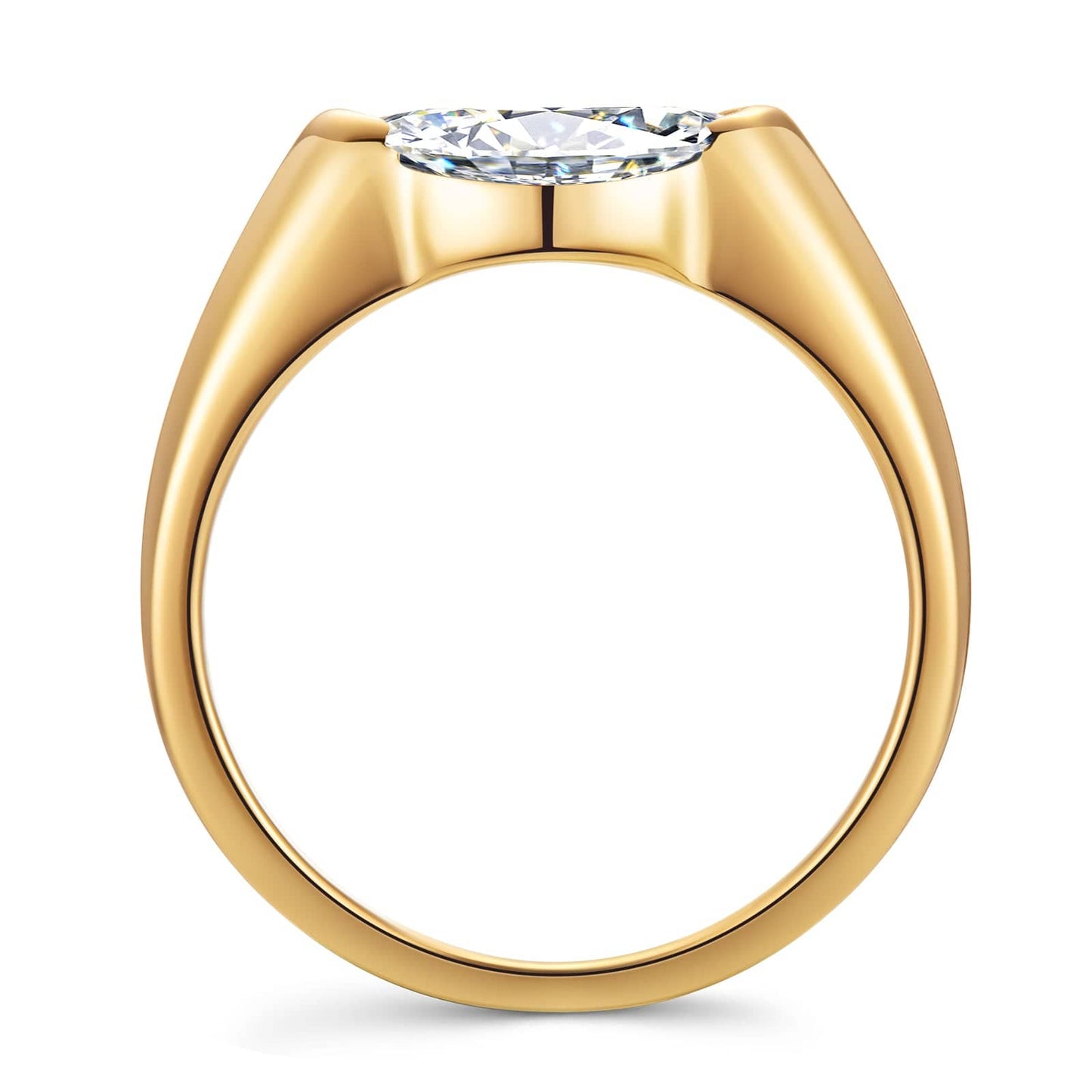 Lab-Certified Marquise Brilliant Cut Moissanite - Solitaire Classic Engagement Ring 14K Yellow Gold Plated (Includes GRA Certification from Gemological Research Association)