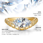 Lab-Certified Marquise Brilliant Cut Moissanite - Halo Classic Engagement Ring 14K Yellow Gold Plated (Includes GRA Certification from Gemological Research Association)