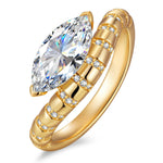 Lab-Certified Marquise Brilliant Cut Moissanite - Halo Classic Engagement Ring 14K Yellow Gold Plated (Includes GRA Certification from Gemological Research Association)