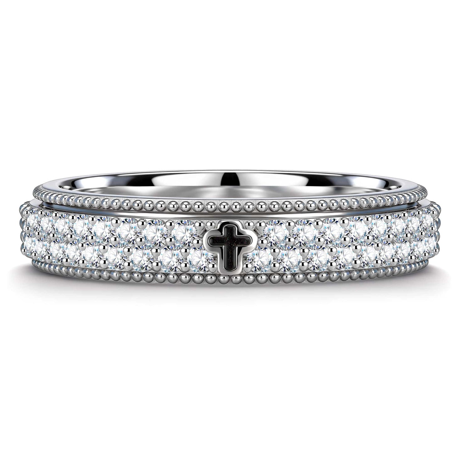 Moissanite Cross Signet Ring in Tarnish-resistant Silver (Includes GRA Certification From Gemstone Research Center)