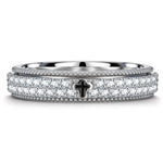 Moissanite Cross Signet Ring in Tarnish-resistant Silver (Includes GRA Certification From Gemstone Research Center)