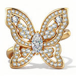 Marquise Moissanite Butterfly Ring in 14K Gold Plated (Includes GRA Certification From Gemstone Research Center)