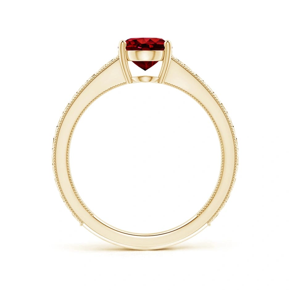 Lab-Grown Oval Brilliant Cut Ruby - Solitaire Classic Engagement Ring 14K Yellow Gold Plated