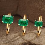 Lab-Grown Emerald-Cut Emerald - Solitaire Classic Engagement Ring 14K Yellow Gold Plated