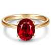 Lab-Grown Oval Brilliant Cut Ruby - Solitaire Classic Engagement Ring 14K Yellow Gold Plated (Includes GRC Certification from International Gemological Institute)