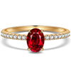 Lab-Grown Oval Brilliant Cut Ruby - Pave Classic Engagement Ring 14K Yellow Gold Plated (Includes GRC Certification from International Gemological Institute)