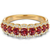 Round Brilliant Cut Vivid Pigeon Blood Red Lab-Certified Ruby - Half Eternity Ring 14K Yellow Gold Plated (Includes GRC Certification from Gemstone Research Center)