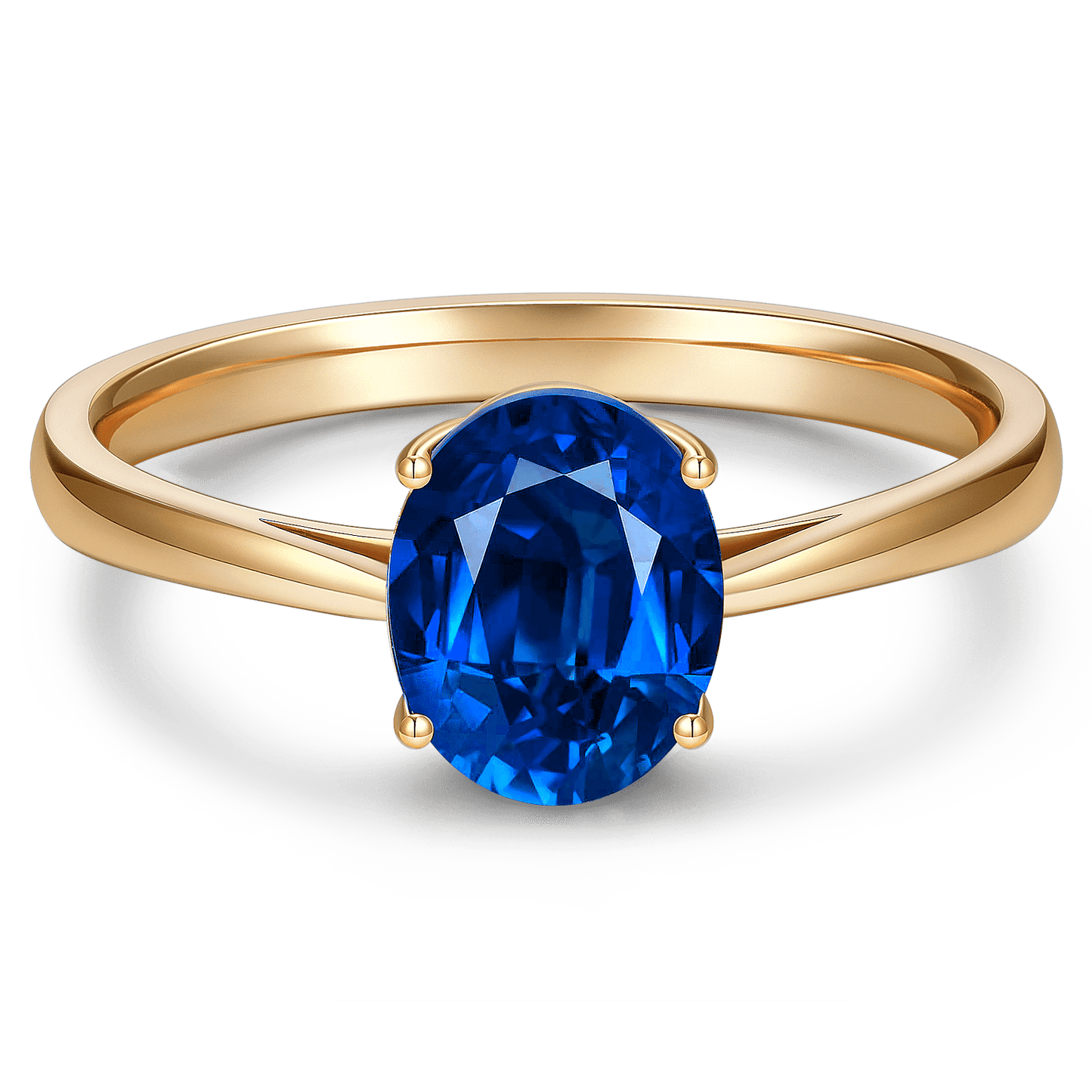 Oval Brilliant Cut Royal Blue Hue Lab-Certified Blue Sapphire - Solitaire Classic Engagement Ring 14K Yellow Gold Plated (Includes GRC Certification from Gemstone Research Center)