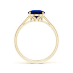 Lab-Grown Oval Brilliant Cut Blue Sapphire - Solitaire Classic Engagement Ring 14K Yellow Gold Plated