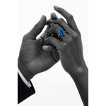 Oval Brilliant Cut Royal Blue Hue Lab-Certified Blue Sapphire - Solitaire Classic Engagement Ring 14K Yellow Gold Plated (Includes GRC Certification from Gemstone Research Center)