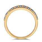 Round Brilliant Cut Royal Blue Lab-Certified Blue Sapphire - Half Eternity Ring 14K Yellow Gold Plated (Includes GRC Certification from Gemstone Research Center)