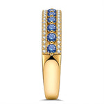 Round Brilliant Cut Royal Blue Lab-Certified Blue Sapphire - Half Eternity Ring 14K Yellow Gold Plated (Includes GRC Certification from Gemstone Research Center)