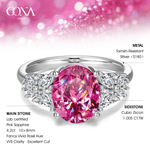 Oval Brilliant Cut Fancy Vivid Rose Hue Lab-Certified Pink Sapphire - Halo Classic Engagement Ring White Gold Plated (Includes GRC Certification from Gemstone Research Center)