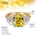 Exclusive Flash Deal Oval Brilliant Cut Fancy Vivid Yellow Lab-certified Yellow Sapphire - Pave Classic Engagement Ring 14K Yellow Gold Plated (Includes GRC Certification from Gemstone Research Center)