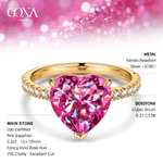 Heart Brilliant Cut Fancy Vivid Rose Hue Lab-Certified Pink Sapphire - Halo Classic Engagement Ring 14K Yellow Gold Plated (Includes GRC Certification from Gemstone Research Center)