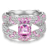Flash Sale: Solara Splendor Asscher Cut Fancy Vivid Rose Hue Lab-Certified Pink Sapphire - Pave Classic Engagement Ring White Gold Plated (Includes GRC Certification from Gemstone Research Center)